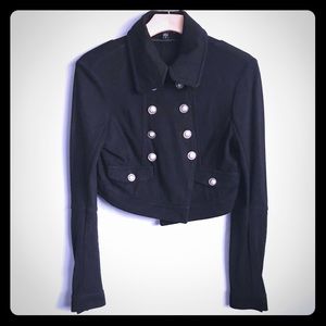 Military-style crop sweater jacket